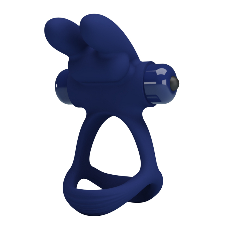 Эрекционное кольцо с вибрацией и подхватом мошонки "Pretty Love" синее 